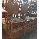A set of six oak framed Utility dining chairs with plywood panel backs and drop-in seats - various