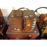 A Japanese Marquetry Part Jewellery Box - sold WIth a Victorian Mahogany Box - requiring