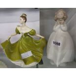 A Royal Doulton figurine Lynne HN 2329 - sold with a Nao figure of a young girl holding flowers