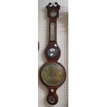A 19th Century mahogany and strung cased banjo barometer/thermometer with engraved brass dial