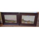 G. Bulgin: a pair wide oak framed watercolours, depicting rivers running through meadows with cattle