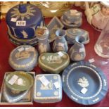 A quantity of Wedgwood and other Jasperware trinket boxes, vases, pin dishes, etc. - various