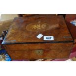 A Victorian Burr Walnut Veneered and Inlaid Jewellery Box