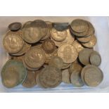 A small quantity of pre 1947 three pences and six pences and a quantity of 1947 and later coinage
