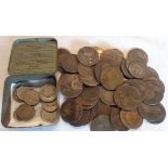 A quantity of 19th Century copper coinage and a small quantity of white metal coinage including 1898