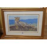 Stephen Gayford: two gilt framed big cat coloured prints one entitled "Solitude", the other "