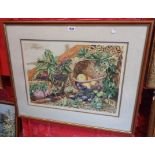 Rosemary Forster: a framed limited edition coloured print still life with various fruits and baskets