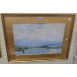 Frank Hewitt: a gilt framed and slipped watercolour, depicting a view of a sailing vessel in sea