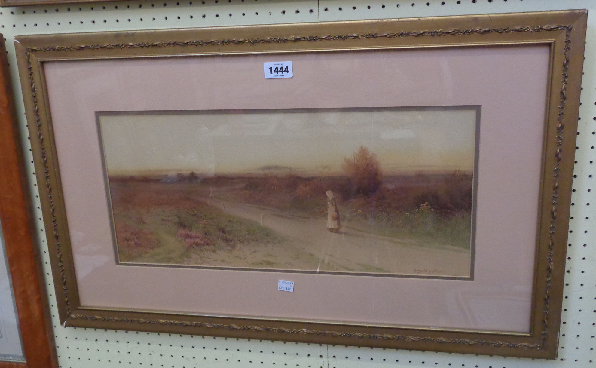 George Oyston: a gilt framed and wide slipped chromolithograph, depicting females on a track in a - Image 2 of 3