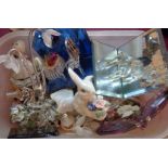 A box containing assorted glass and china miniatures