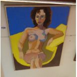 Samuel Dodwell RI: a framed acrylic on canvas board nude female study - signed - inscribed verso "