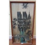 A framed oil on canvas, depicting a view of Notre Dame - signed Ken, Paris 1965