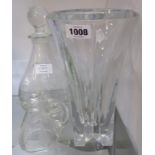 Rogaska crystal vase A large Rogaska crystal vase - sold with a Stuart oil bottle, and a modern