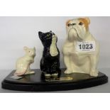 A Beswick Solid Friendship figure group with dog, cat and mouse - boxed