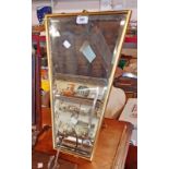 A vintage gilt framed dressing table mirror with tapered bevelled plate and easel stand back