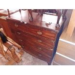 A 3' 7 1/2" late Georgian mahogany chest of two short and three long graduated drawers, set on