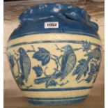 A Large 19th Century Lauder Barum Barnstaple Art pottery Jardiniere decorated with reverse sgrifitto
