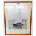 A framed Beken & Son, Cowes monochrome photograph depicting the sailing vessel "Seaview Mermaid" -