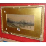 Robert Winchester-Fraser: a damaged gilt gesso framed and slipped watercolour, depicting a view near