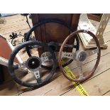 Three Vintage Car Steering Wheels