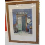 Rosina Wachtmeister: a framed gilt highlighted coloured print, depicting an entrance way with blue