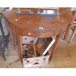 A 36" 19th Century mahogany and ebony strung fold-over card table with modern tooled baise and