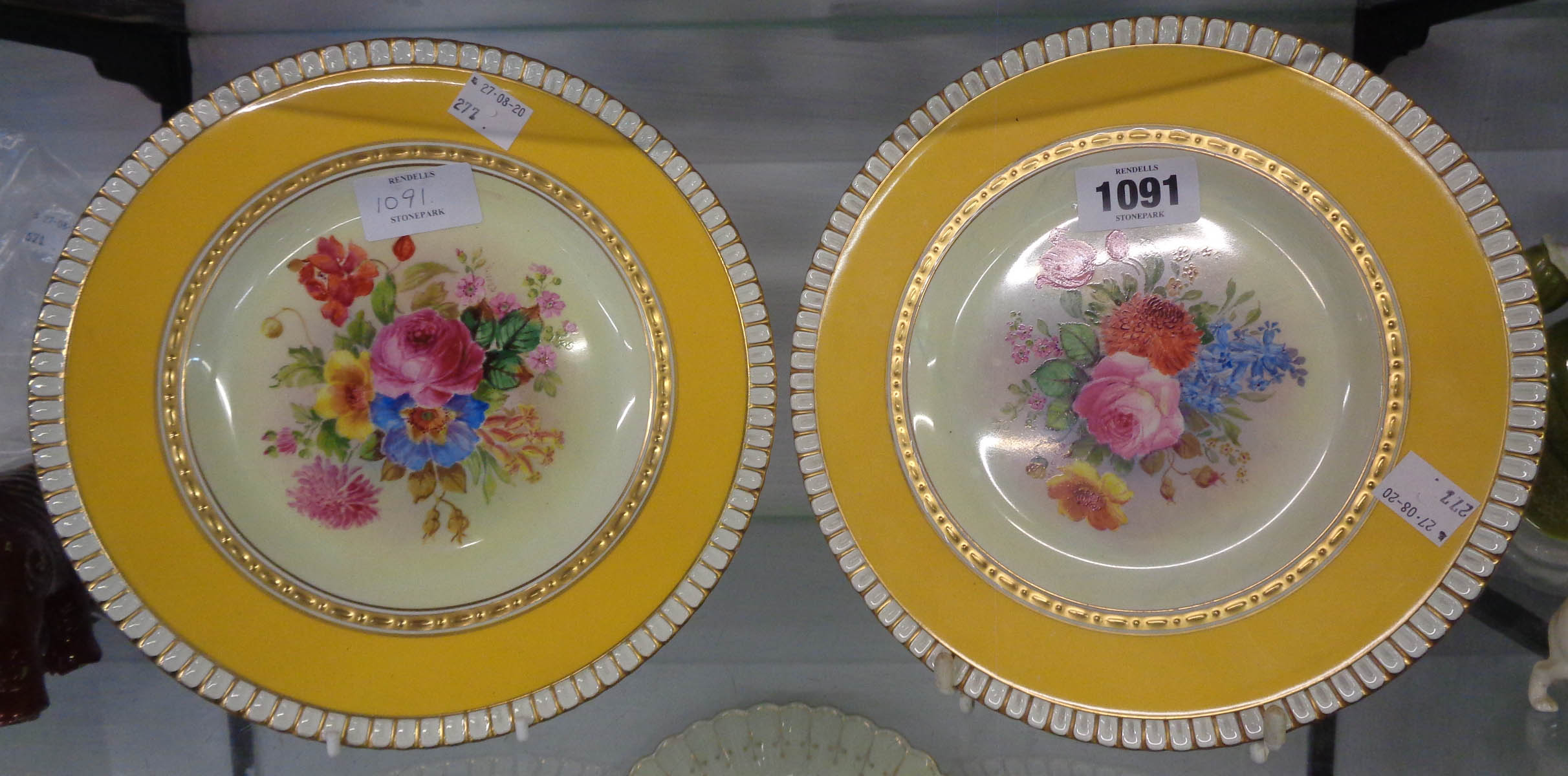 A pair of George Jones cabinet plates decorated with hand painted floral sprays by W.Birbeck - Image 3 of 3