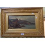 A gilt gesso framed and slipped 19th Century English School oil on panel, depicting figures