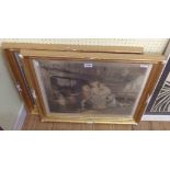 Two gilt framed 18th Century coloured stipple engravings, one after George Morland entitled "Playing