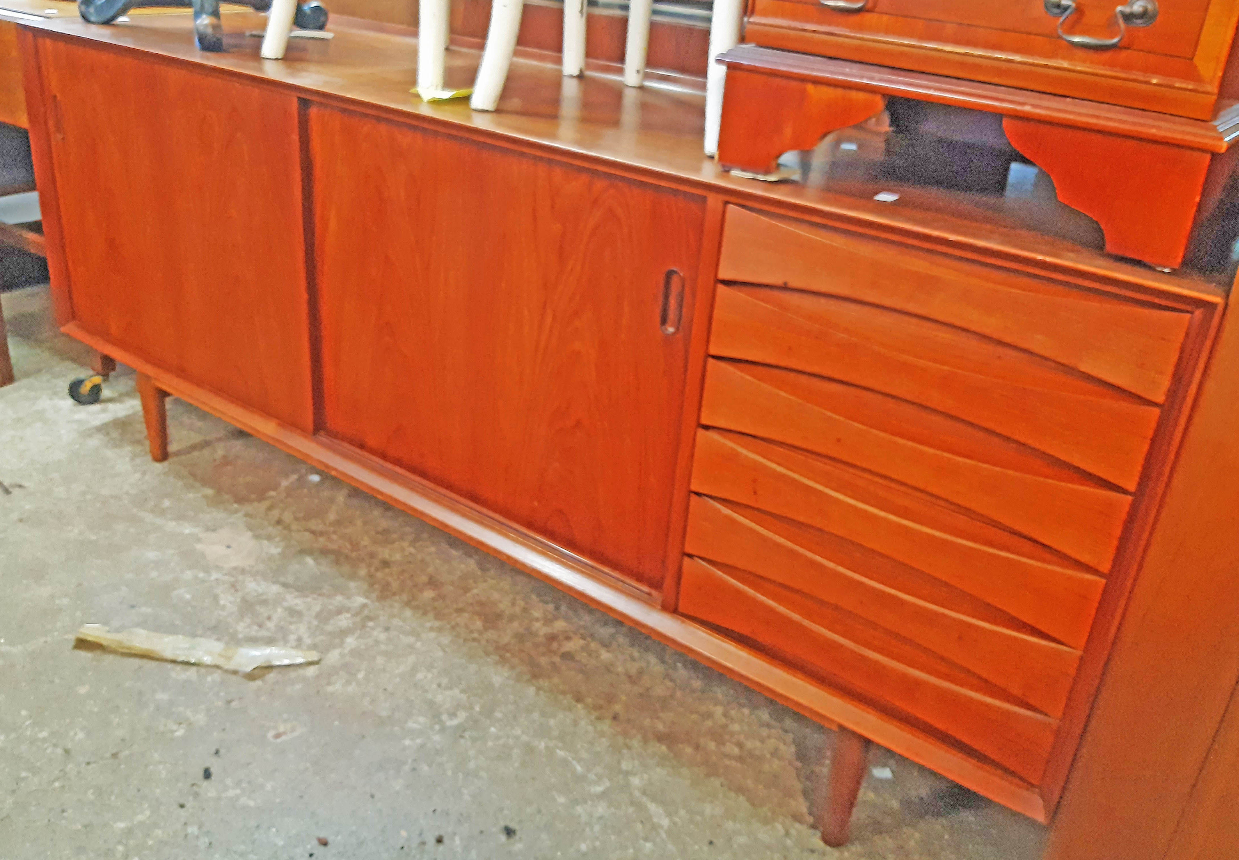 A 6' mid 20th Century Danish teak sideboard by Sibast Furniture (Arne Vodder) with flight of six - Image 4 of 9