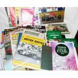 A quantity of automobilia ephemera including racing driver's autographs and 1960's achevements books