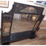 A 5' 1" Aesthetic Movement overmantel mirror with incised and gilded decoration on ebonised wood