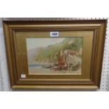 W. H. Sweet: a gilt framed and slipped watercolour, inscribed verso "The Beach, Clovelley" -