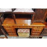 A 4' 6" Brights of Nattlebed reproduction mahogany twin pedestal desk with brown leatherette inset