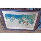 Cecil Aldin: an oak framed early 20th Century coloured print depicting a coaching scene - signed