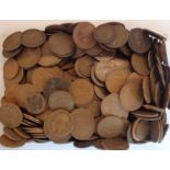 A quantity of pennies and half pennies