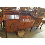 A 6' early 20th Century walnut break-top sideboard with decorative applied moulding to flanking
