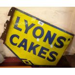 A Vintage Double Sided Enamel Lyons Cake Sign