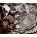 A box of assorted ceramics and glass including Japanese eggshell porcelain, etc.