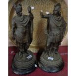 A pair of spelter figures depicting Ancient warriors - both a/f