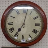 An 18" diameter 19th Century mahogany cased dial wall timepiece with single fusee eight day movement