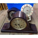 Two mantel clocks and a vintage plastic cased dial timepiece - various condition