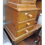 A 18" modern polished pine three drawer bedside chest - sold with a Strongbow Furniture reproduction