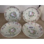 Four early 19th Century English pearlware saucer dishes decorated in the New Hall manner