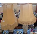 Two 20th Century Chinese blanc de chine reticulated table lamps - with shades