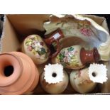 A box containing assorted pottery including Torquay, Carltonware, etc.