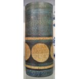 A small Troika pottery cylindrical vase decorated with roundels, initialed ND to base - internal