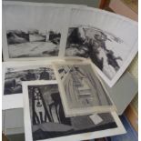 A folio containing three monochrome prints including Henk Hing "Kratseveer II", also two others on