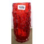 A Whitefriars ruby bark pattern vase