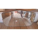 A vintage frameless wall mirror with shaped bevelled plate - no hanging mounts